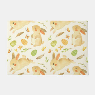 Cute Easter Bunny Eggs Pattern Gift, Happy Easter Doormat