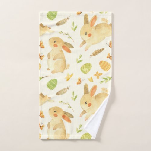 Cute Easter Bunny Eggs Pattern Gift Happy Easter Hand Towel