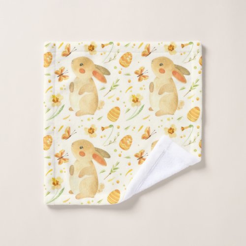Cute Easter Bunny Eggs Pattern Gift Happy Easter Wash Cloth