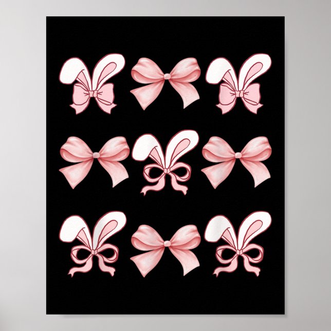 Cute Easter Bunny Face Coquette Bow Easter Day Gir Poster (Front)