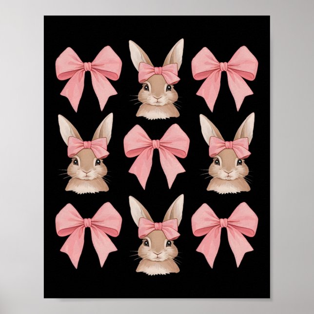 Cute Easter Bunny Face Coquette Bow Easter Day Gir Poster (Front)