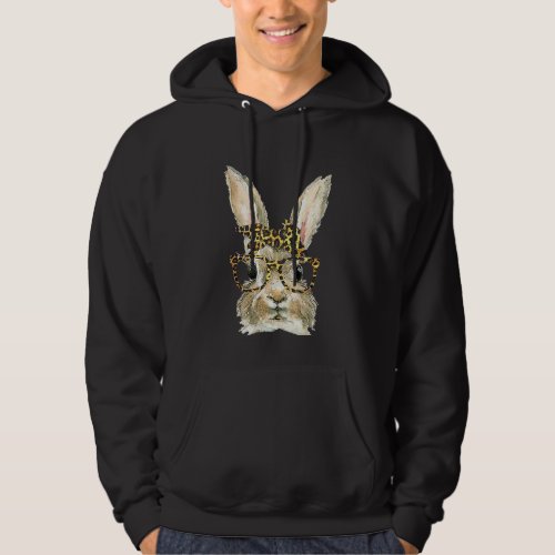 Cute Easter Bunny Face Leopard  Easter Day Girls W Hoodie