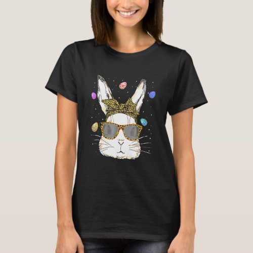 Cute Easter Bunny Face Leopard  Easter Day Girls W T_Shirt