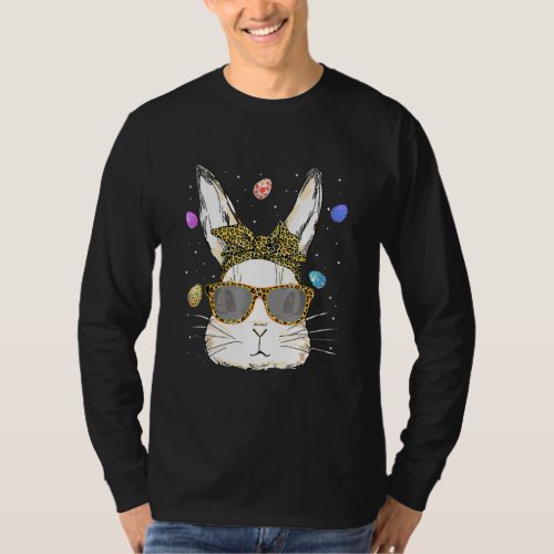 Cute Easter Bunny Face Leopard  Easter Day Girls W T_Shirt