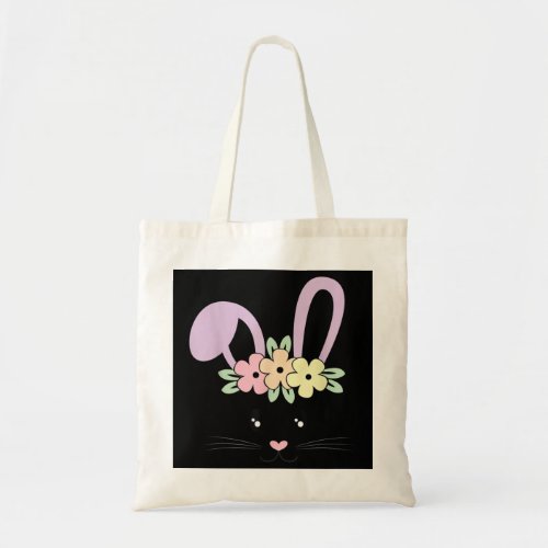 Cute Easter Bunny Face Pastel Tee For Girls and To Tote Bag
