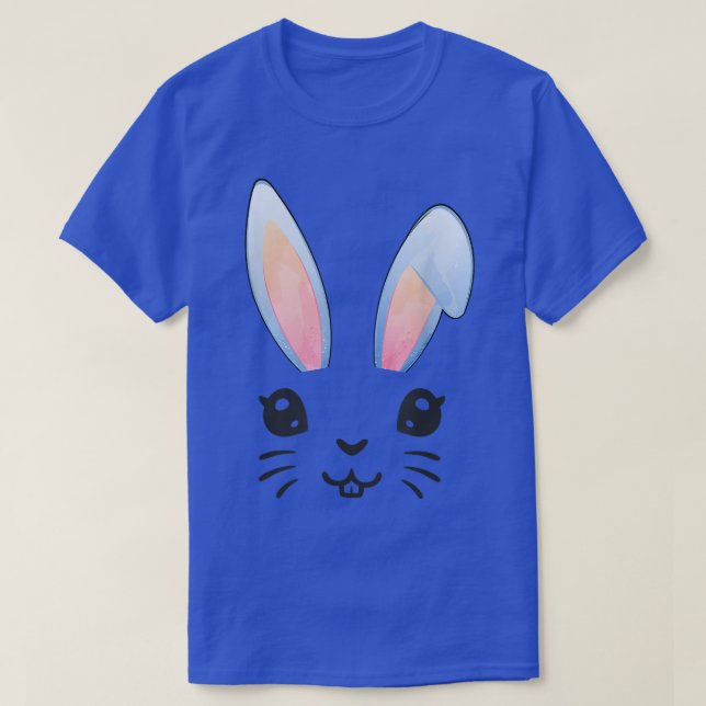 Cute Easter Bunny Face with Easter Bunny EarsHappy T-Shirt (Design Front)