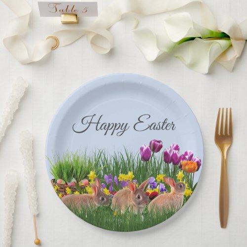 Cute Easter Bunny Family Holiday 9_inch Paper Plates