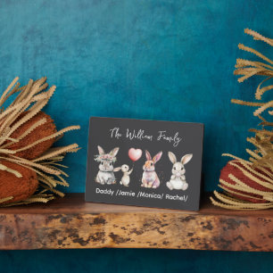 Cute Easter Bunny Family Plaque – Personalized