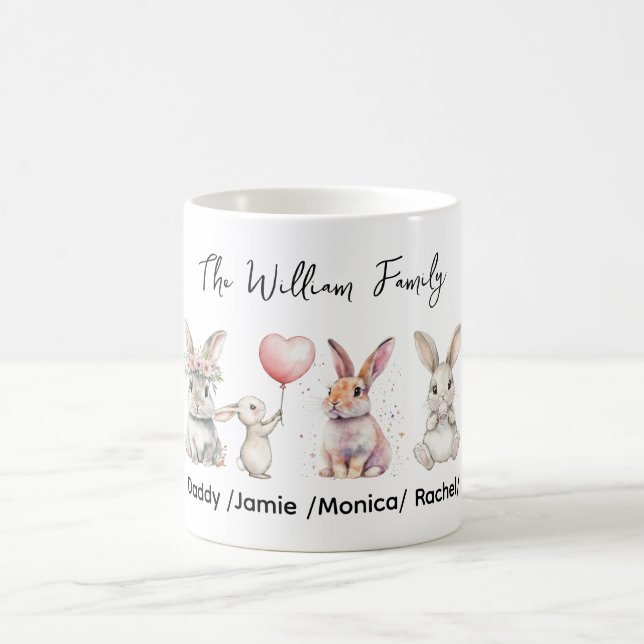 Cute Easter Bunny Family Plaque – Personalized  Coffee Mug (Center)