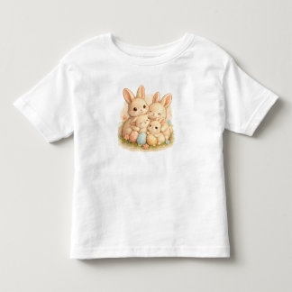 Cute Easter Bunny Family with Pastel Eggs Toddler T-shirt