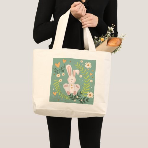 Cute Easter Bunny Floral Inspirivity Tote Bag