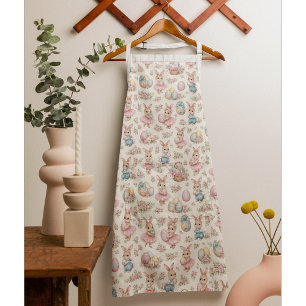 Cute Easter Bunny Floral Pattern - Pastel Spring Apron