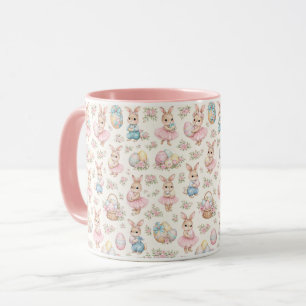 Cute Easter Bunny Floral Pattern - Pastel Spring Mug
