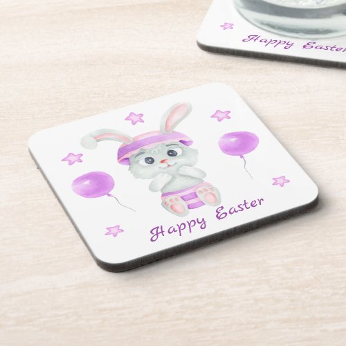 Cute Easter Bunny for a positive mood Beverage Coaster
