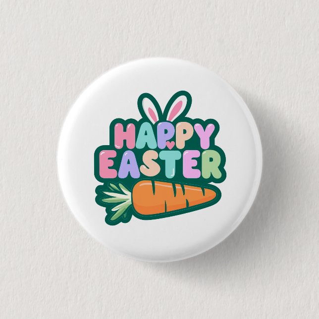 Cute Easter Bunny for a positive mood Button (Front)