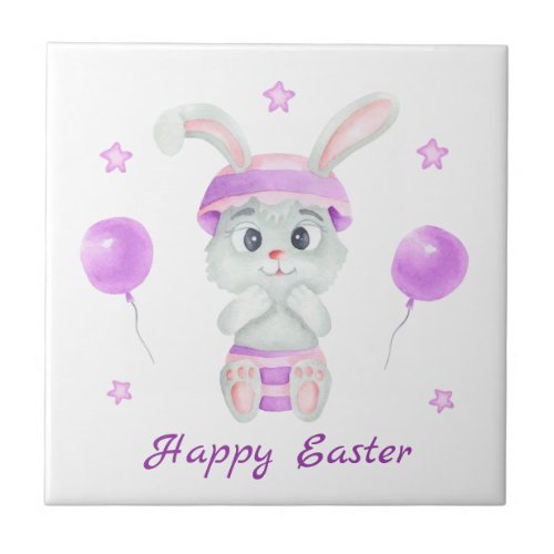 Cute Easter Bunny for a positive mood  Ceramic Tile