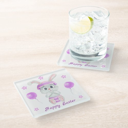 Cute Easter Bunny for a positive mood Glass Coaster