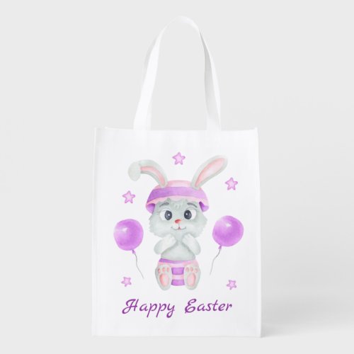 Cute Easter Bunny for a positive mood Grocery Bag