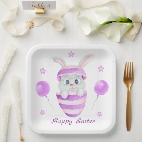 Cute Easter Bunny for a positive mood Paper Plates