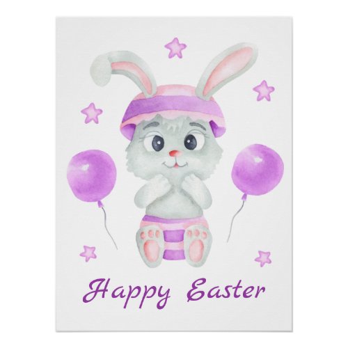 Cute Easter Bunny for a positive mood Poster