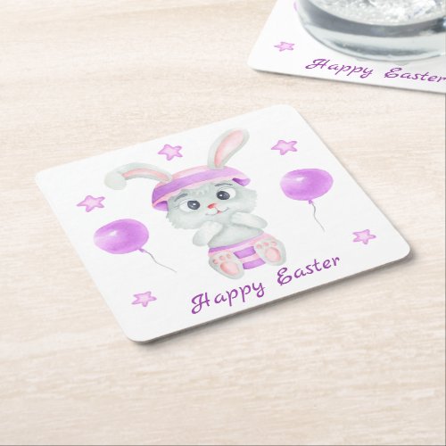 Cute Easter Bunny for a positive mood Square Paper Coaster