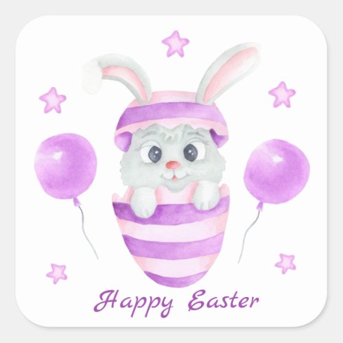 Cute Easter Bunny for a positive mood  Square Sticker