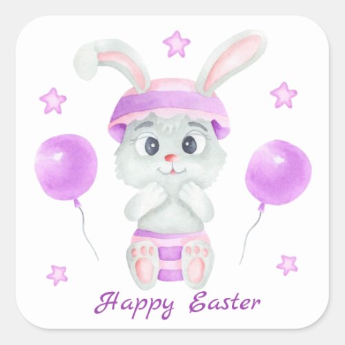 Cute Easter Bunny for a positive mood  Square Sticker