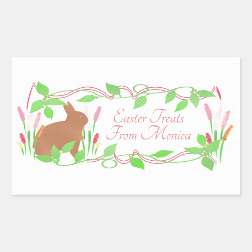 Cute Easter Bunny Frame Rectangular Sticker