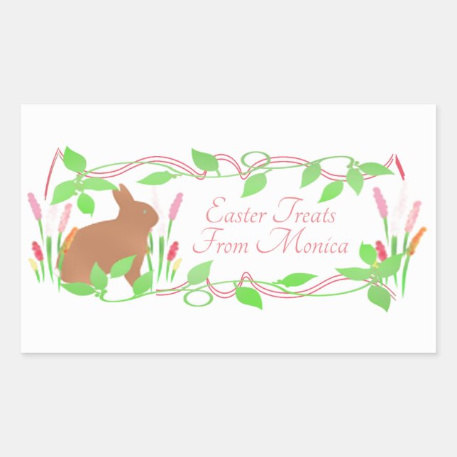 Cute Easter Bunny Frame Rectangular Sticker (Front)