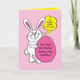 Cute Easter Bunny Funny Easter Riddle For Kids Card