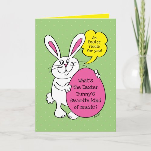 Cute Easter Bunny Funny Hip Hop Riddle For Kids Card