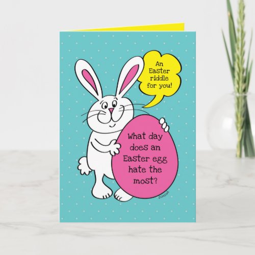 Cute Easter Bunny Funny Riddle For Kids Card