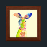 Cute Easter bunny  Gift Box<br><div class="desc">Watercolor original illustration of a cute Easter bunny rabbit in yellow and blue</div>