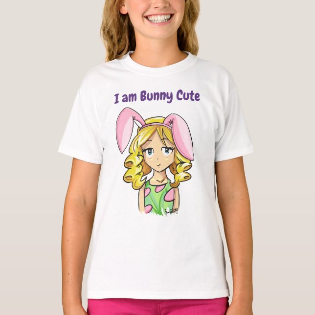 Cute Easter Bunny Girl Design, Cool Easter T-Shirt (Front)