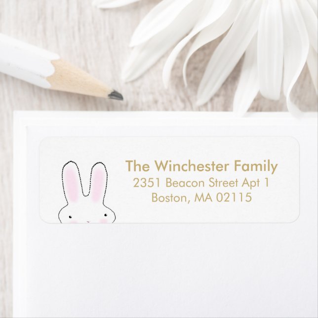 Cute Easter bunny gold white fun address  Label (Insitu)