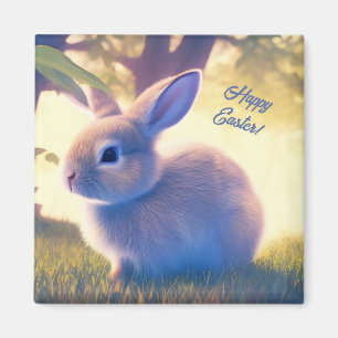 Cute Easter bunny, Happy Easter - personalizable Magnet
