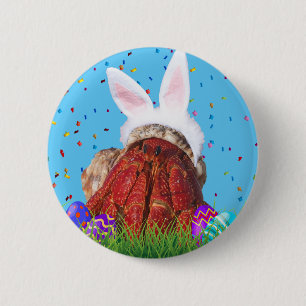 Cute Easter Bunny Hermit Crab Button