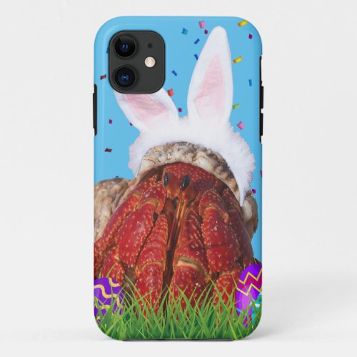 Cute Easter Bunny Hermit Crab iPhone 11 Case