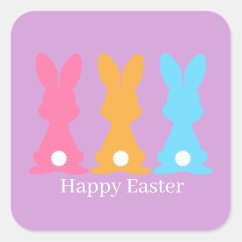 cute Easter bunny Holiday add text Square Sticker