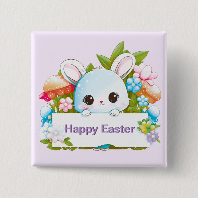 Cute Easter Bunny Holiday   Button (Front)