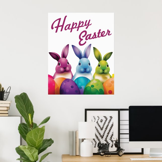 Cute Easter Bunny Holiday Poster (Home Office)