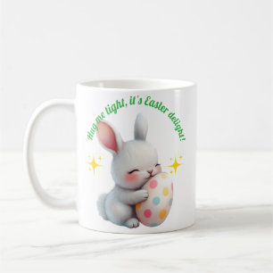 Cute Easter Bunny Hugging Colorful Egg Coffee Mug