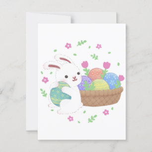 Cute Easter Bunny Illustration Postcard