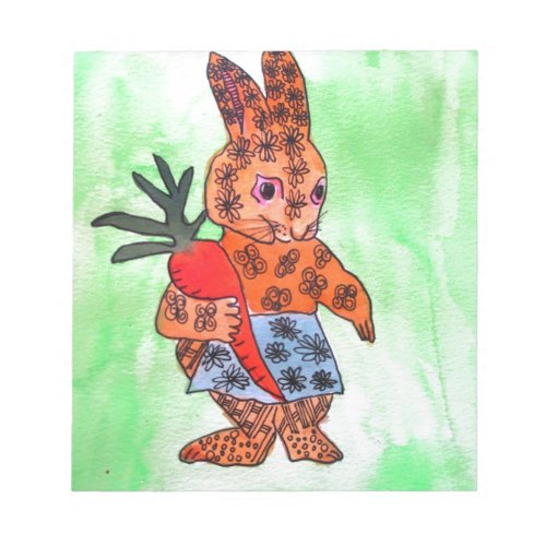 Cute Easter bunny illustration with orange carrot Notepad