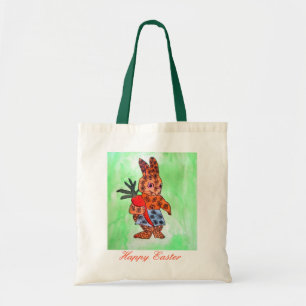 Cute Easter bunny illustration with orange carrot Tote Bag