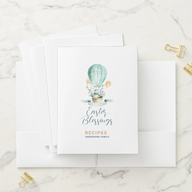 Cute Easter Bunny in a Hot Balloon Pocket Folder (In Situ)