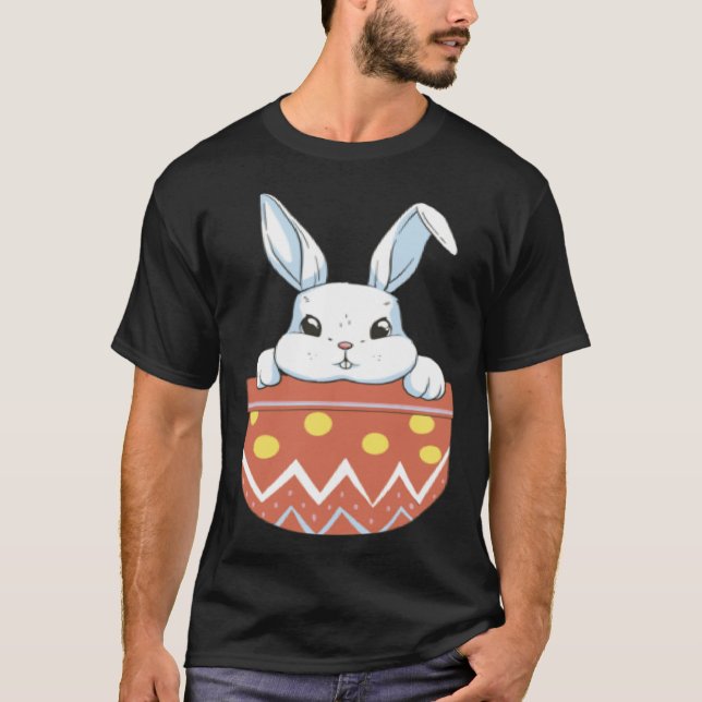 Cute Easter Bunny in a Pocket Bunny  Kids Boys Gir T-Shirt (Front)