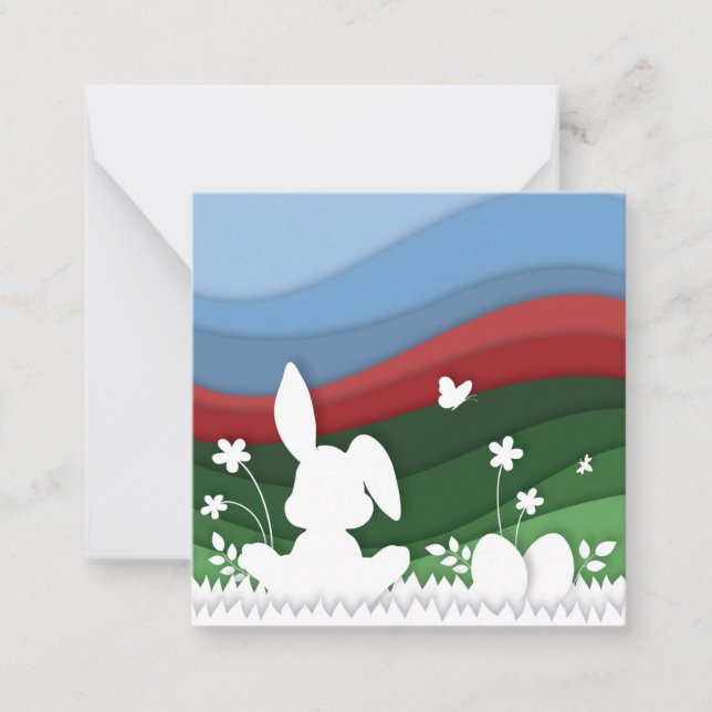 Cute easter bunny in blossom nature note card (Front)
