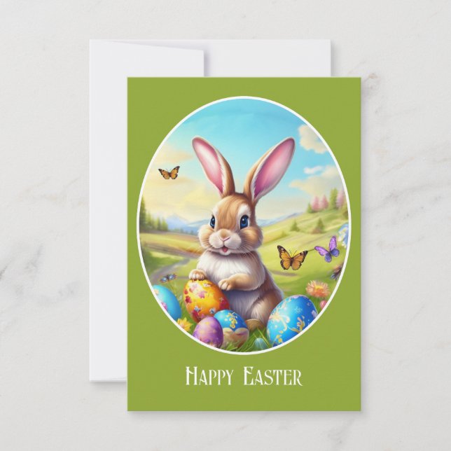 Cute Easter bunny in landscape -  (Front)