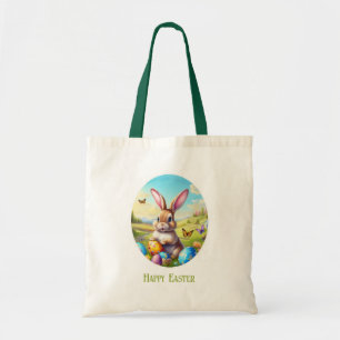 Cute Easter Bunny in Landscape - Tote Bag